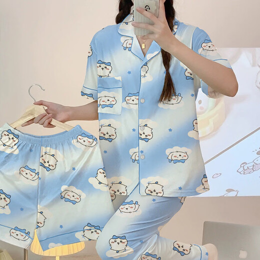 
Pajamas for women, three-piece set chiikawa summer short-sleeved loose casual and cute little eight-sleeved home clothes can be worn outside. KK14116 L [recommended 100-120 Jin [Jin equals 0.5 kg]]