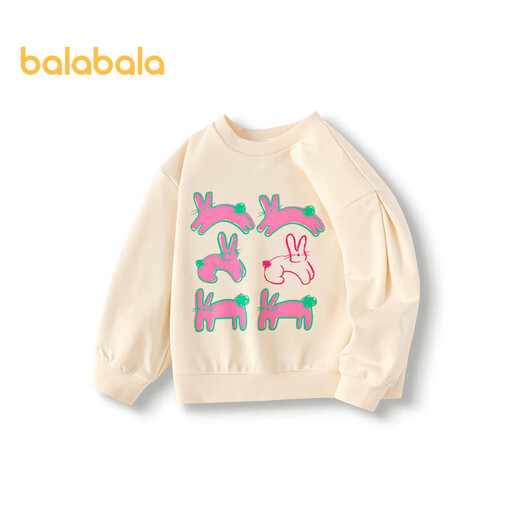 Balabala children's sweatshirt girls 2024 spring and autumn cartoon rabbit sweet round neck pullover top cute 208324121001