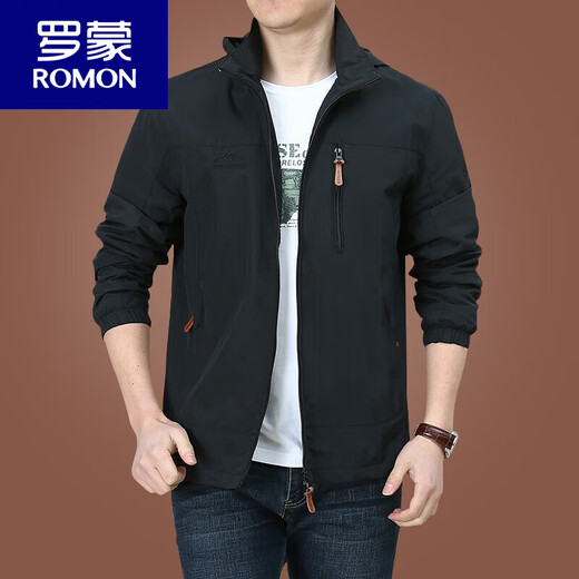 
ROMON (ROMON) jacket jacket men's spring and autumn men's outdoor American waterproof windbreaker men's autumn sports jacket dark blue 9898 style plus velvet 3XL