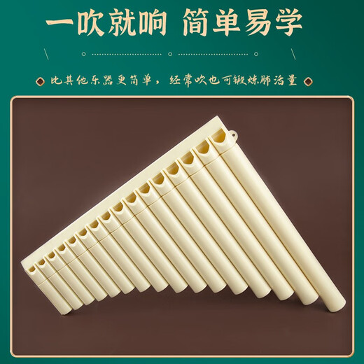 金蝉初学排箫专业演奏16管18管易学儿童小学生入门排笛民族专用 【升级款】16管米色+配吹管