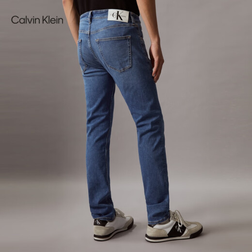Calvin KleinJeans【凉感】春夏男复古ck猫须磨白洗水楔形锥形牛仔裤J326343 1A4-牛仔浅蓝 32