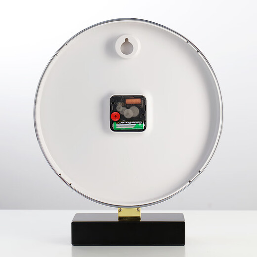 Hense Modern Simple Metal Table Clock Desktop Ornament Clock Living Room Bedroom Fashion Quartz Clock HD8098 Electroplated Silver + Black Marble Base