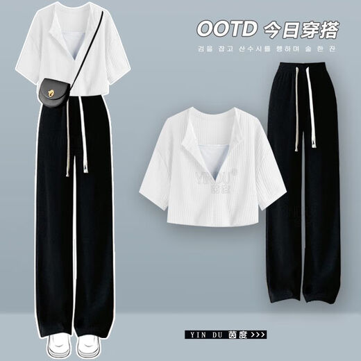 Suyou Weitbeinhose für Frauen 2024 Sommer Neuer Koreaner Anzug Sommeranzug Frauen 2024 New Korean Short Style auf Red 15938