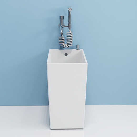 Washing mop pool household bathroom floor basin mop pool narrow and long small balcony mop trough ceramic floor-to-ceiling pool AM9 one-button station control into the wall faucet