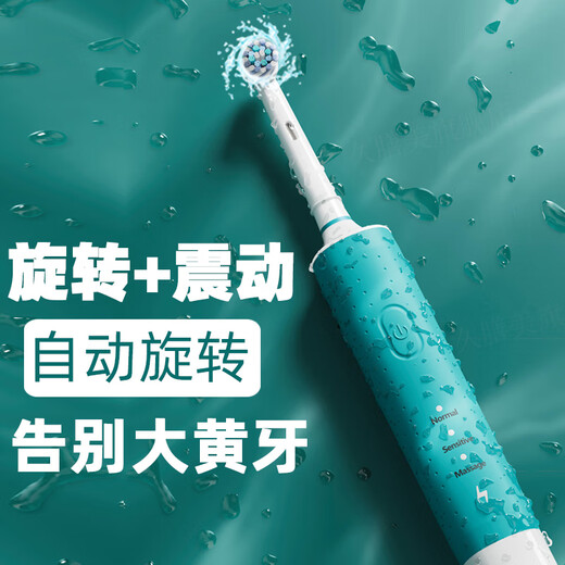Jiushanmei Rotating Electric Toothbrush Round Head Adult Automatic Induction Charging Male and Female Whitening Sensitive Couple Gift Box Emerald Green + Total 8 Multi-angle Brush Heads + Travel Box