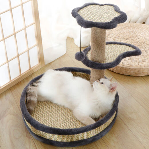 Naughty Cat Climbing Frame Cat Climbing Frame Cat Climbing Frames in One Sword and Cat Tree Wear-resistant Cat Climbing Board Jumping Toys Cat Products Cat Climbing Sage Pillar Wicker Gray Cat Climbing Frame