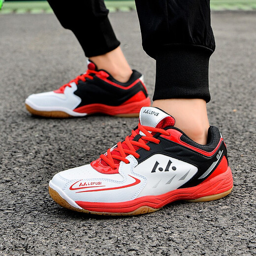 Ruizhilang spring and summer mesh breathable men's and women's tennis shoes badminton shoes men's shoes women's shoes table tennis casual lightweight training shoes L85 white red 40