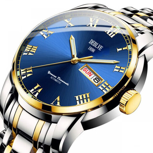 Shanghai Vollautomatische mechanische Uhr Doppelkalender wasserdichtes Stahlgürtel Modepaar Männer und Frauen Mechanical Watch Room Weiße Männer 690