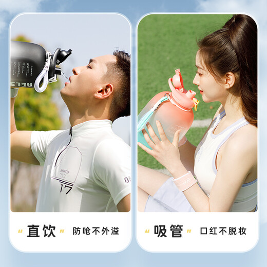 RELEA Sports Water Cup Ton Cup Ton Bucket Large Capacity Tritan Plastic Fitness Water Bottle Male and Female Student Straw Cup Gift