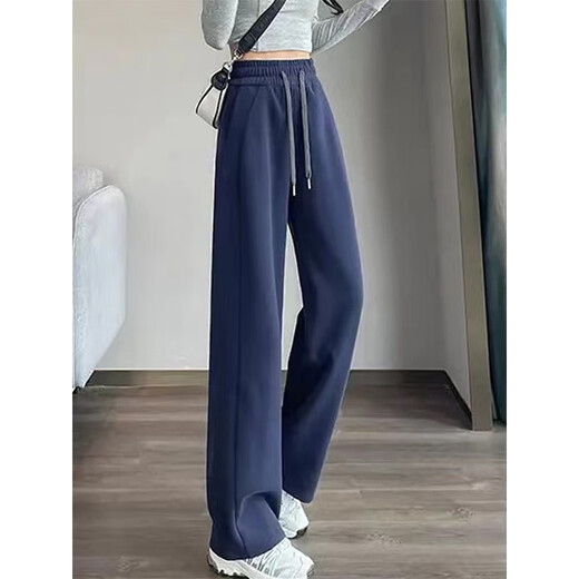 
Cotton-made velvet thickened slim and narrow version sports pants for women in autumn and winter new high-waist loose straight-leg casual pants for women. 844 black small person [30.5] S 85-100Jin [Jin equals 0.5 kg]