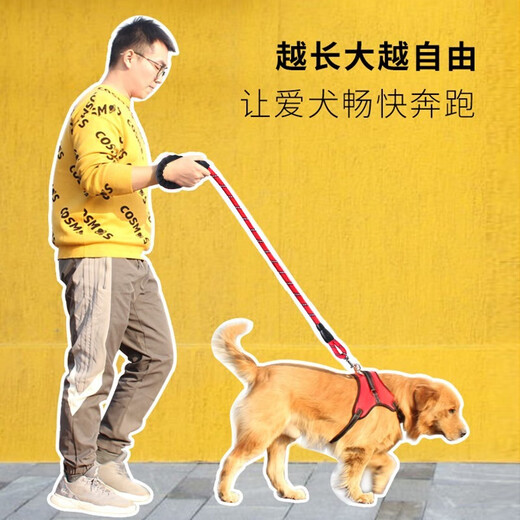 Hanhan Pet Dog Rope Dog Chain Collar Harness Medium and Large Dog Explosion-proof Dog Leash Golden Retriever Dog Chain Dog Walking Rope Red and Black Three-piece Set L Size Suitable for 38-68 Jin Jin is equal to 0.5 kg