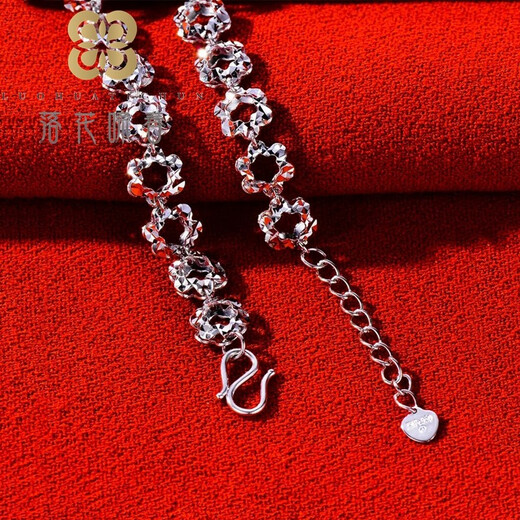 Falling Flowers and Crying Spring PT950 Fashion Hollow Flower Platinum Bracelet Women's Platinum Bracelet Adjustable Flower Bracelet