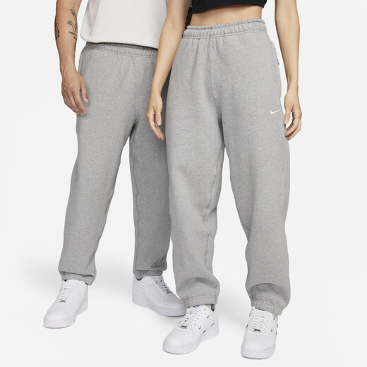 Nike (NIKE) official men's plus velvet trousers, wardrobe trousers, knitted loose casual embroidery, personalized soft DX1365 010 black/white L