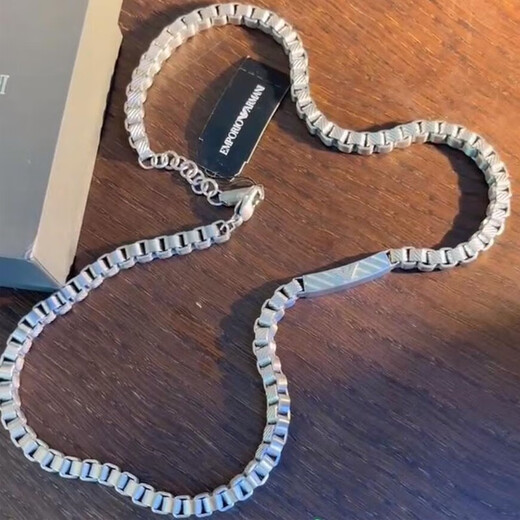 Armani (Emporio Armani) fashionable classic eagle logo trendy and cool steel men's necklace is a holiday birthday gift for boyfriend EGS2922040 - with box and no handbag