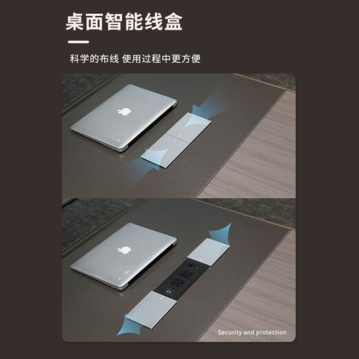 First painted boss desk CEO desk simple modern office furniture high-end light luxury executive desk computer desk and chair combination 2.8 meters boss desk straight table/with light strip