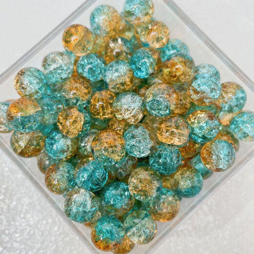 Daiyan glass beads gradient two-color round beads handmade diy bracelet necklace hand string beads loose beads fairy jewelry material 10mm explosion H99 random mixed color 50 pieces + elastic cord one roll