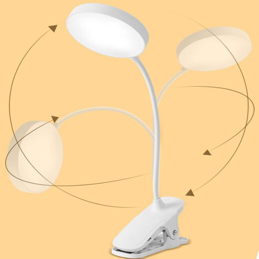 Gaijiang clip-on LED desk lamp, rechargeable, learning, cute small desk lamp for children, college students dormitory, bedroom bed, 48000, rechargeable and plug-in, only three levels of dimming