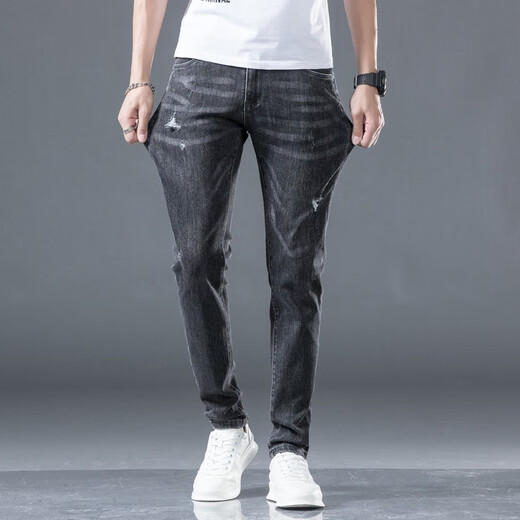 Keidenlion (Keidenlion) [188 paires] Jeans masculin 2023 Spring New Men's Business Fashion Fashion Slim Elastic Tableau 719 Gray 28