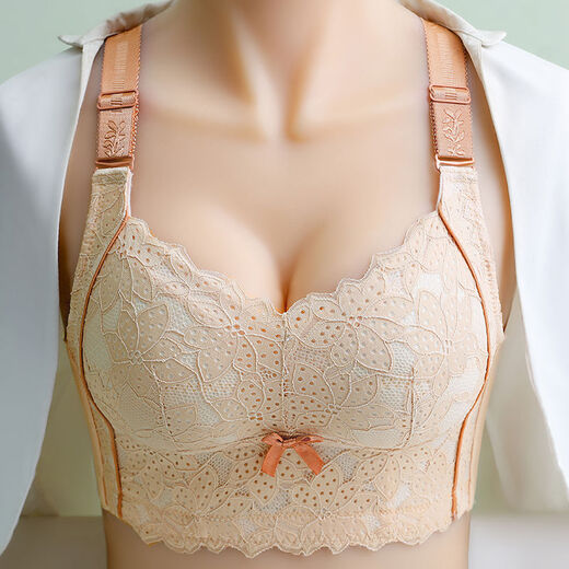 简方位内衣女上托聚拢无钢圈收副乳防下垂薄款大胸显小四排扣调整型文胸 黑色 659 75B 34B/