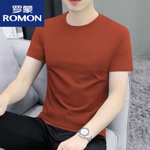 ROMON 32 pieces 200g round neck men's short-sleeved T-shirt 2025 summer new slim fit versatile bottoming shirt top ZY201 white 2XL (145Jin Jin is equal to 0.5kg ~160Jin Jin is equal to 0.5kg)