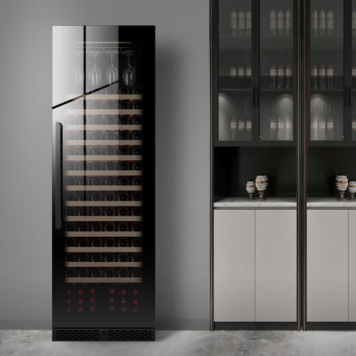 PULADI frequency conversion first-class energy efficiency red wine cabinet constant temperature wine cabinet embedded frost-free wine compressor home living room commercial display office refrigerator cabinet first-class energy efficiency frequency conversion single door/black 336L