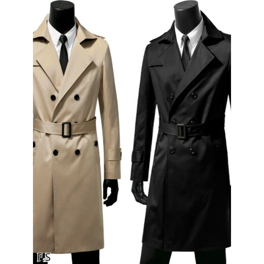 Zhehan World War II German officer uniform windbreaker 2024 new mid-length clothes new spring and autumn men's trench coat dark blue XL