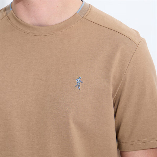 Dancing with Wolves [Long-Long Cotton] Summer Basic Breathable Pure Cotton Skin-Friendly Comfortable Men's Short Sleeve T-Shirt 701 Khaki 185