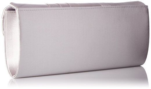 Jessica McClintock Angel Satin Tuxedo Flap Evening Clutch, Silver Silver One Size Fits All