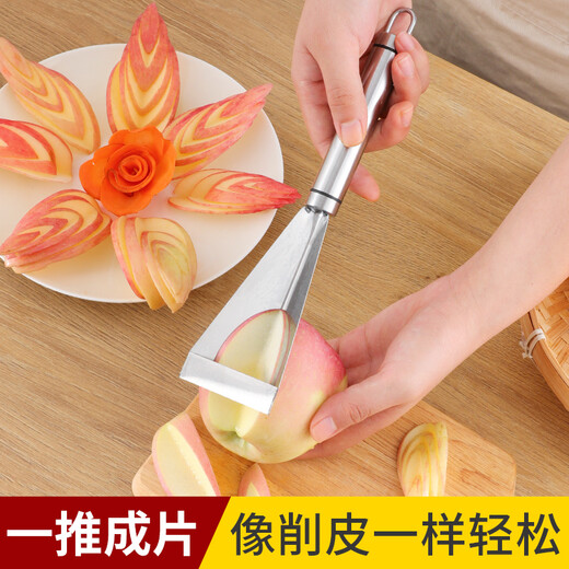 Necooks Fruit Triangular Push Knife Apple Flower Knife Stainless Steel Fancy Apple Carving Knife Fruit Platter Set 1 Triangular Push Knife + 1 Carving Knife