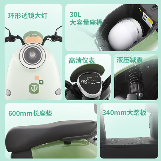 Tailing electric motorcycle Feimeng 60 kilometers long range electric car 1000W high-speed electric motorcycle lead-acid battery 60V22Ah takeaway and work transportation battery car verdant