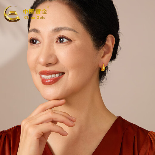 CHINA GOLD Gold Earrings Women's Pure Gold Earrings Earrings Mom's Mother's Day Gift for Mom Earrings Approximately 2.7g + Free Brand Gift Box