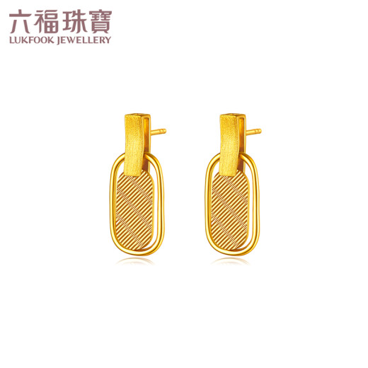 
Liufu Jewelry Light and Shadow Gold Series Foot Gold Geometric Square Ring Gold Earrings Earrings Priced G07TBGE0002 6.60g (including labor cost 1049 yuan) with silicone ear plug