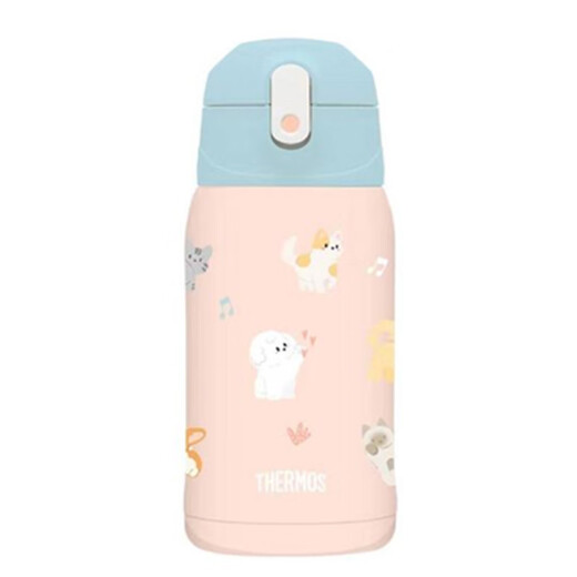 THERMOS children's must-have straw thermos cup for starting school, direct drinking water cup for primary school students, large kettle, cat and dog series, 3 years old, 550ml powder