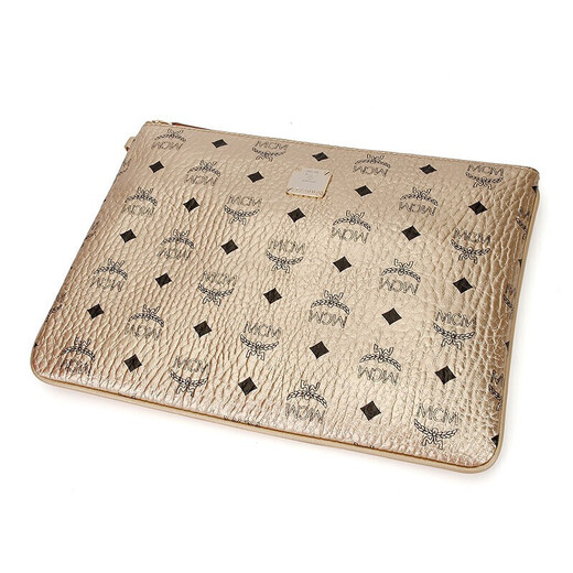 MCM unisex fashionable gold artificial leather hand-held envelope bag gold