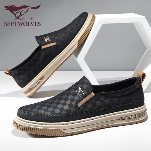 Zapatos para hombres de siete lobos zapatos para hombres Zapatos casuales Summer Summer Ballen Being Top Shoes 2186 Negro 40 zapatos de cuero Tamaño