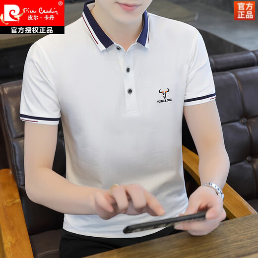 皮尔卡丹（pierre cardin）夏季潮流翻领男装体恤POLO 衫商务休闲纯·棉有带领子短袖男T恤衣 粉色 QY673 L