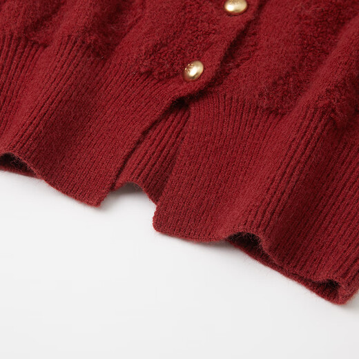 Xiangying New Year's shirt red sweater cardigan women's 2026 spring new style benmingnian small fragrant style sweater top red L