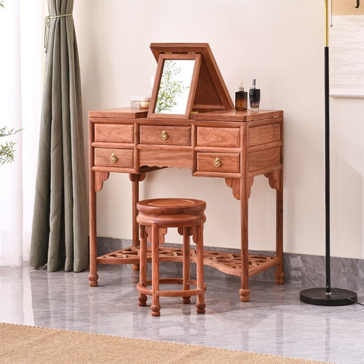 Tang Huangxuan mahogany furniture Burmese rosewood (scientific name: Big Fruit Rosewood) dressing table Ming style bedroom dressing table foldable dressing table + stool