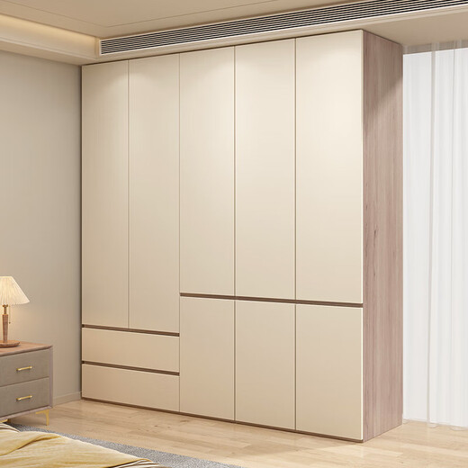 Zhilei ENF level wardrobe bedroom household light luxury flat door wardrobe storage cabinet household multi-door storage large wardrobe four doors 1.6 meters wardrobe