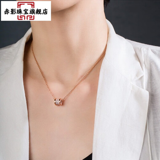 Chiying Biyun K gold small waist necklace for women AU750 color gold pendant clavicle chain Valentine's Day gift for girlfriend... 18K gold interlocking necklace