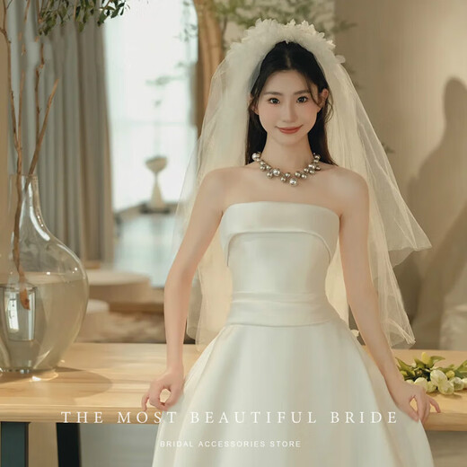 Biyun's new super immortal flowers head jewelry simple bride retro marine wedding jewelry, wedding dress, tournament, high -level original (芊 芊) yarn double -layer about 80cm with gold