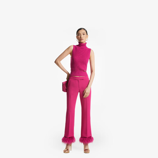 MICHAEL KORS MK Women's Frizzy Trim Suit Pants Frizzy Removable Magenta 684 M (2)