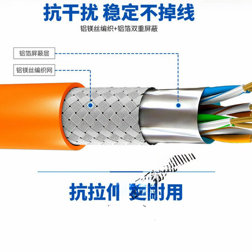 Meng Qianer (Mexemina) Clase 6 Gigabit Cable de red dual C6 Decoración del hogar Decoración del hogar Cable de banda ancha de banda ancha de banda ancha de alta velocidad Super Six Cable de red protegido QS6169 Cable desnudo 305m