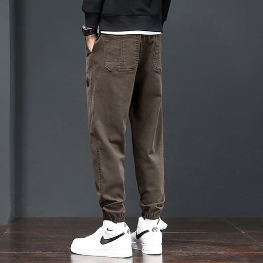 
Zhenweis casual pants men's spring and autumn new trendy brand work clothes loose harem pants ties legs sports long pants men 689 camel plus velvet + 689 dark gray plus velvet 3XL