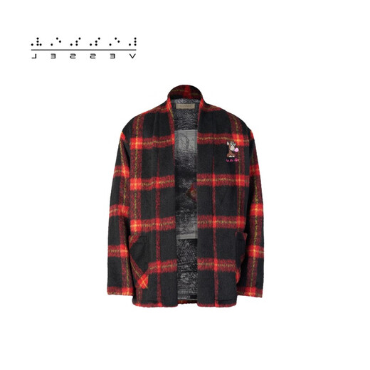 XVESSEL Wu Jianhao Jacke Wollmantel Plaid Herren Trendy Casual Hanfu Chinesischer Tang-Anzug/taoistische Robe Jacke rot kariert taoistische Robe Y23X673R XL