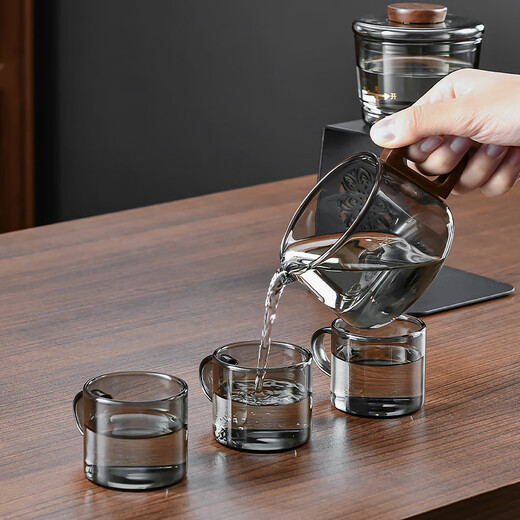 Zhengyang Lazy Automatic Glass Tea Set Home Light Luxury High-end Teapot Office Kung Fu Tea Cup 2024 New Automatic (Interesting) Ash Single Host