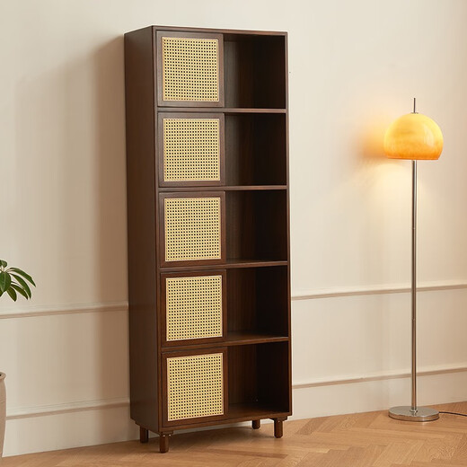 Green hair solid wood bookcase combination rattan sliding door bookcase bookcase study furniture display cabinet beech wood color 5 sliding doors 2x5 (674*320*1858mm)
