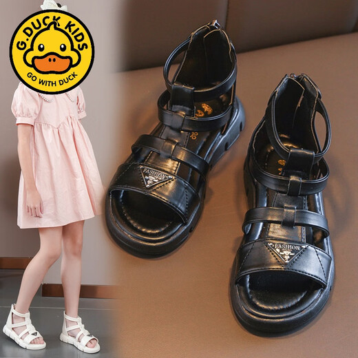 G.duck children's Roman shoes girls sandals summer 2024 new fashion sports princess shoes for big children and little girls shoes off-white H038 31 inner length 19.3 cm