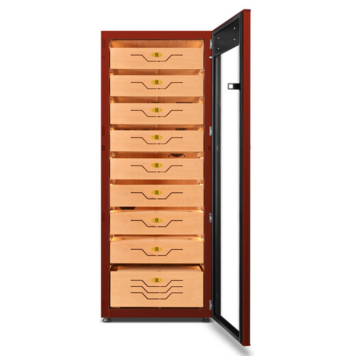 Bulldog cigar cabinet, constant temperature and humidity control for eggplant cultivation, constant humidity and ammonia removal, cedar wood inverter compressor, moisturizing, red wine cabinet, dual-purpose fingerprint lock, WiFi large capacity box, naked cultivation VC528 high-end, fourth generation plus with fingerprint password lock WiFi, coffee color 2800 pieces