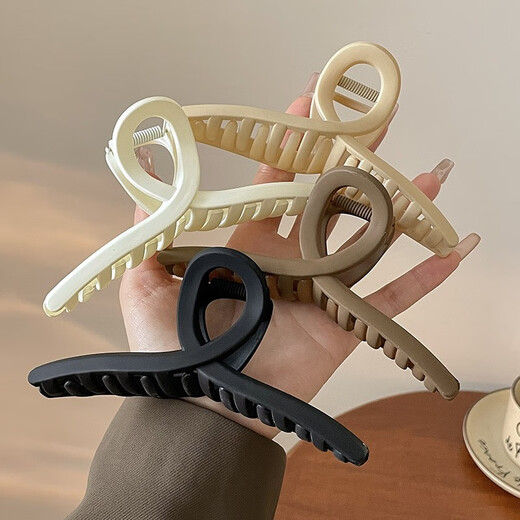 Jiuweiya hair clip women's grab clip back of the head shark clip new high-end simple hairstyle large hair clip clip headwear JYFJ089 coffee color cross